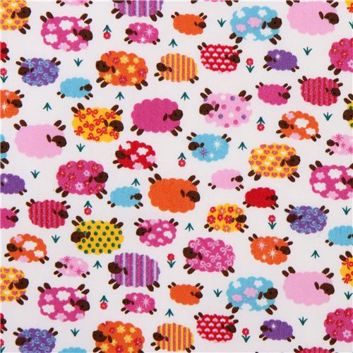 cute colourful sheeps fabric with glitter Kokka Japan 2