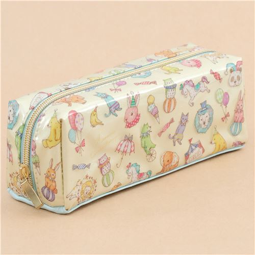 cute cream circus animal glitter pencil case from Japan - modeS4u