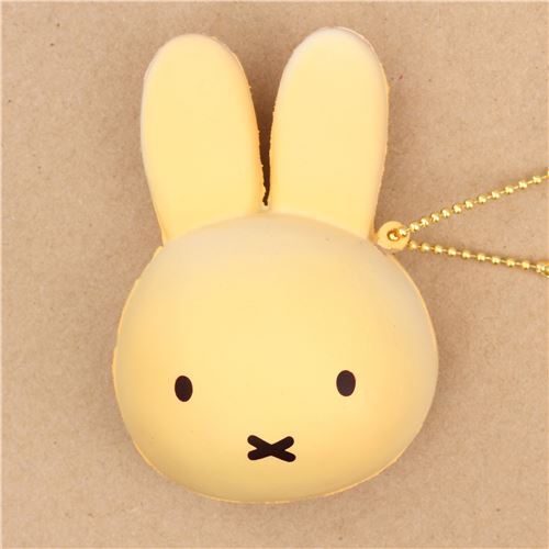 cute cream color Miffy bunny rabbit bread bun squishy for bag backpack ...