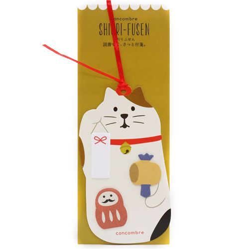 Joli Marque Page Creme En Forme De Chat Porte Bonheur Avec Des Notes Adhesives Modes4u