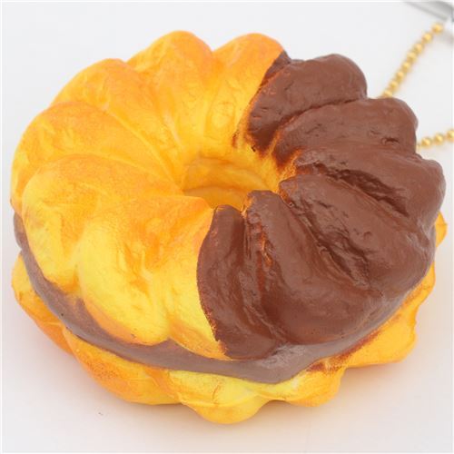 cute dark brown orange-yellow French cruller brown filling squishy charm kawaii Cafe de N