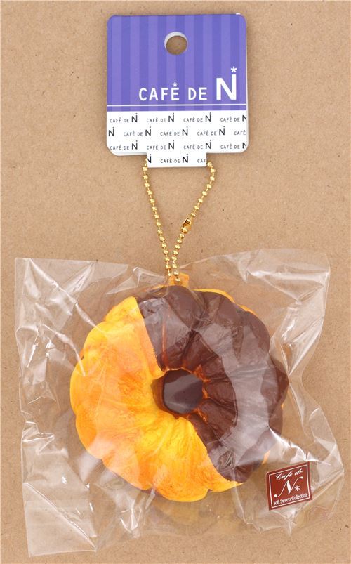 cute dark brown orange-yellow French cruller brown filling squishy charm kawaii Cafe de N 4