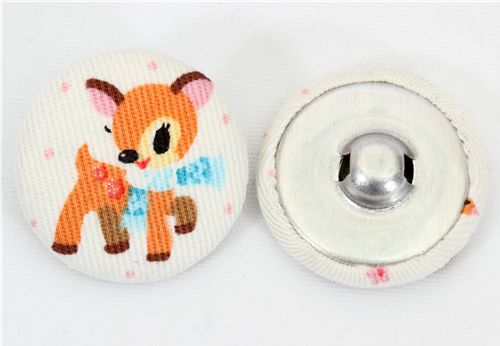 cute deer button white Kokka fabric button 2