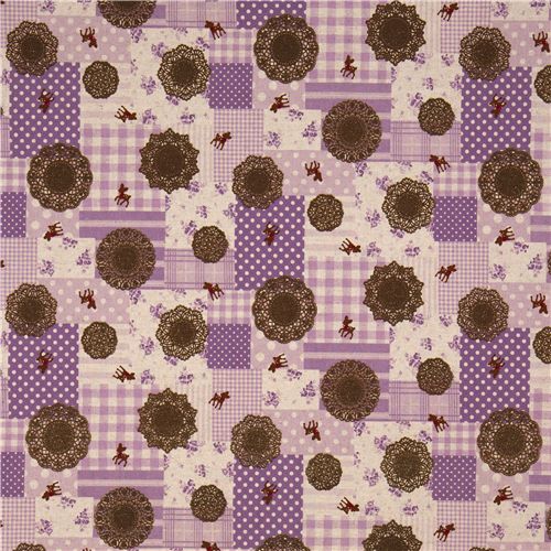 cute deer linen fabric with glitter ornaments 2