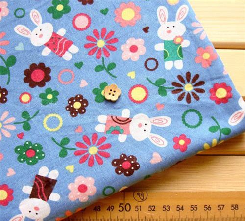süsser Stoff Hasen Blumen kawaii 0,5m 1