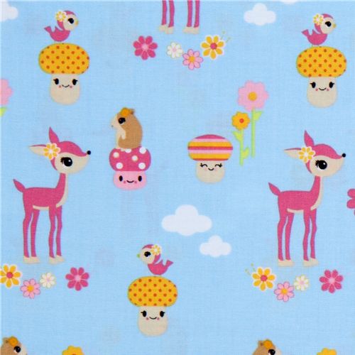 cute fabric deer hamster Toyland Robert Kaufman 2