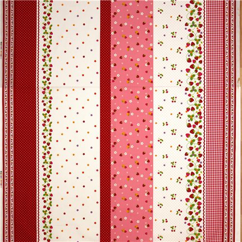 cute fabric with strawberry flowers and dots Kokka 4