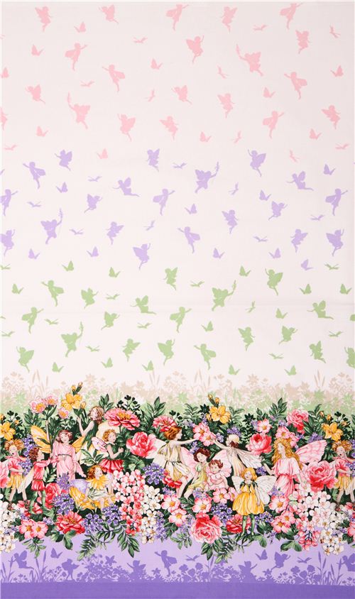 cute fairy flower glitter border panel fabric Michael Miller USA 4