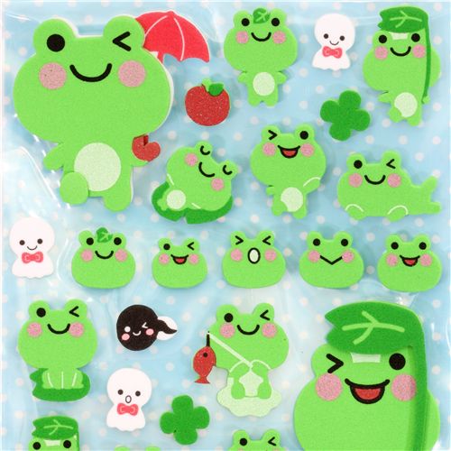 cute foam 3D sticker with frogs Japan kawaii Sticker Sheets