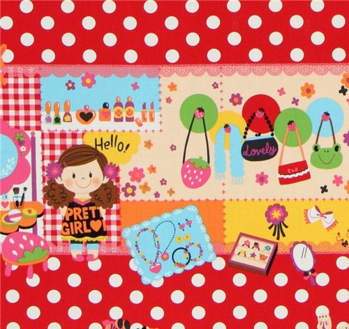 cute girls Kokka Japanese Fabric polka dots 1
