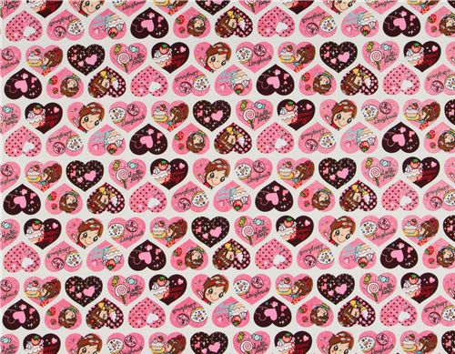 cute glitter hearts girls Kokka Fabric from Japan 2