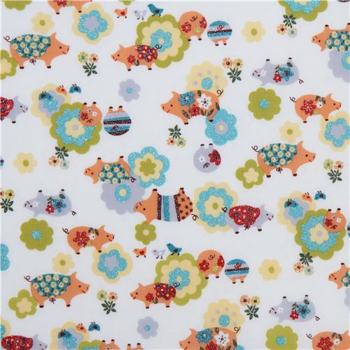 cute glitter piggy Japanese fabric Kokka 2