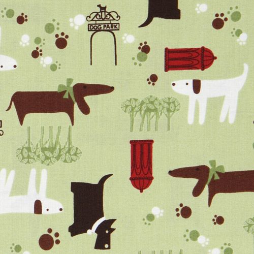 cute green dogs fabric paws Robert Kaufman 1