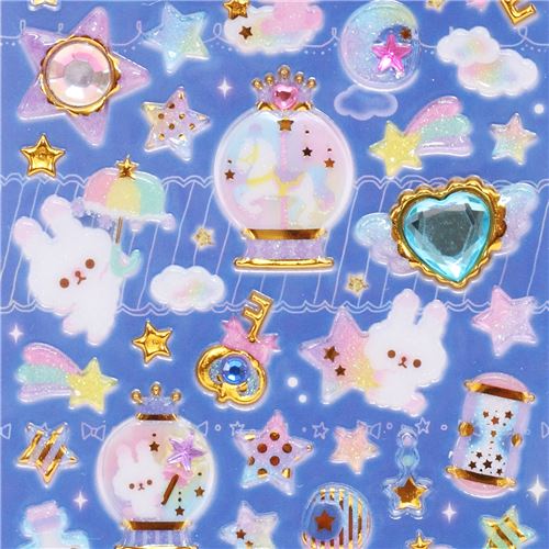 cute hard 3D glitter stickers with animals gold metallic embellishment
