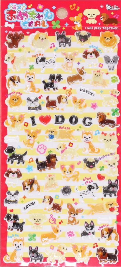 Cute Hard 3d Glitter Stickers With Colorful Dog Japan Modes4u