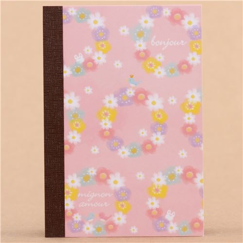 cute light pink cardboard cover flower mini Notebook - modeS4u