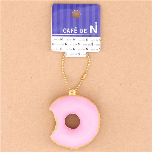 Adorable squishy  kawaii en forme de beignet donut rose clair mordu 3