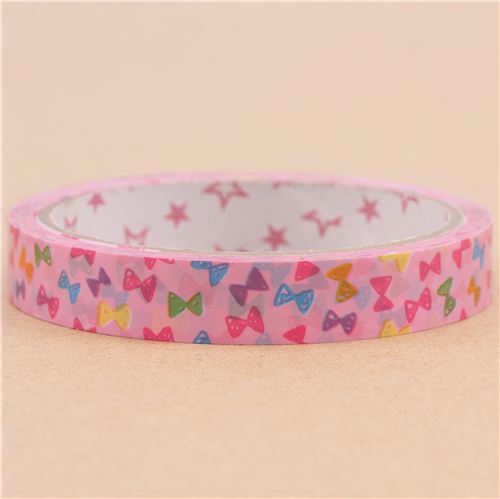 cute light pink with colorful bow deco tape sticky tape - modeS4u