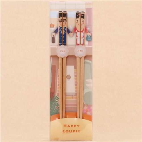 cute mum and dad parents couple chopsticks from Japan 0