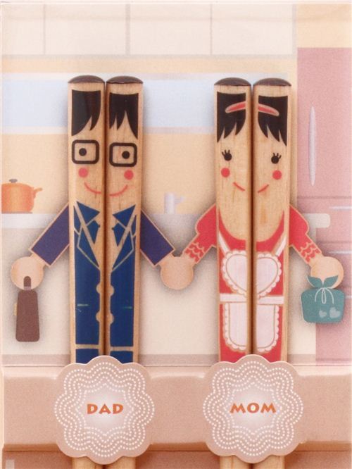 cute mum and dad parents couple chopsticks from Japan 5