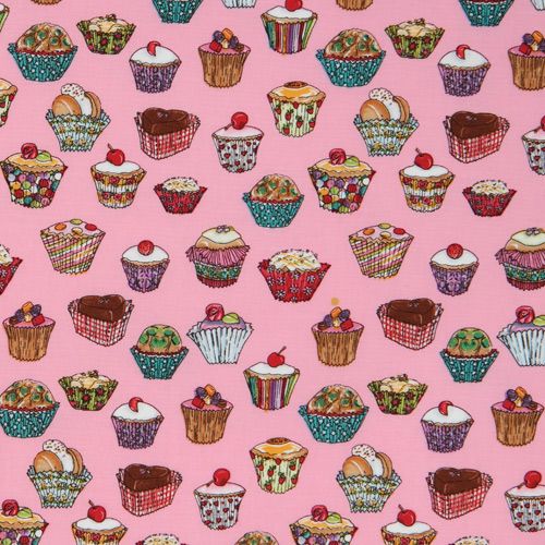 cute pink Michael Miller fabric Cupcakes kawaii - Food Fabric - Fabric ...