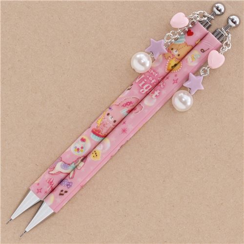cute pink bunny bear bubble mechanical pencil bead charm from Japan PensPencils Stationery