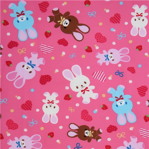 süsser pinker Hasen Stoff von Kokka Japan kawaii 2