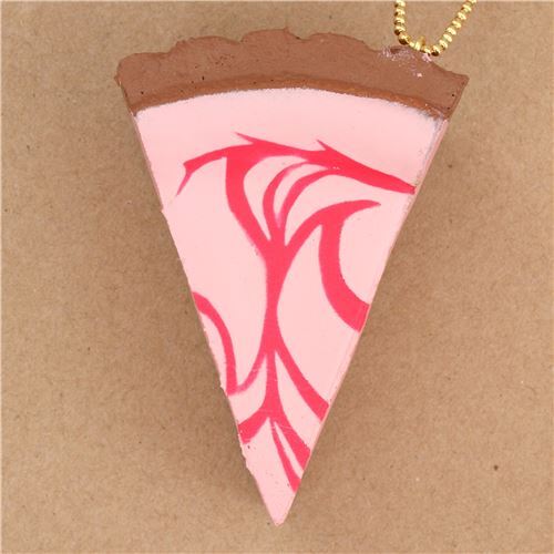 Squishy Cafe de N , part de gteau cheesecake rose avec un coulis fuchsia 2