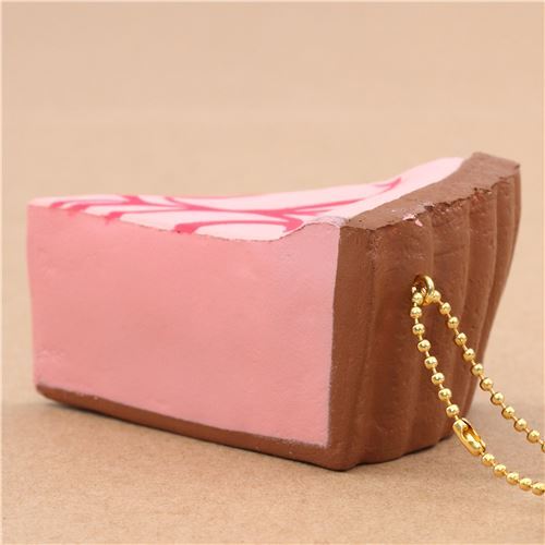 Squishy Cafe de N , part de gteau cheesecake rose avec un coulis fuchsia 3