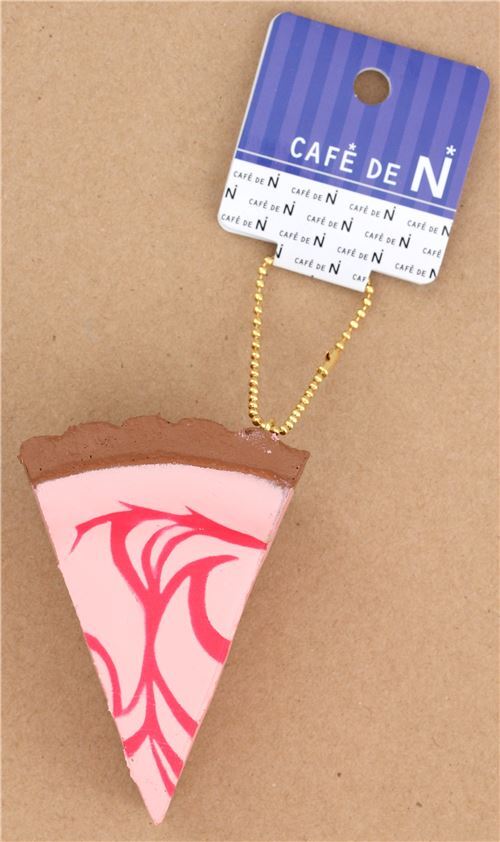 Squishy Cafe de N , part de gteau cheesecake rose avec un coulis fuchsia 4