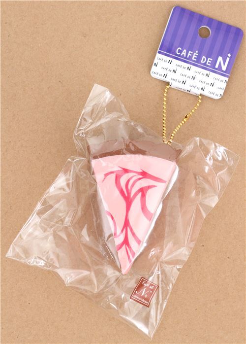 Squishy Cafe de N , part de gteau cheesecake rose avec un coulis fuchsia 5