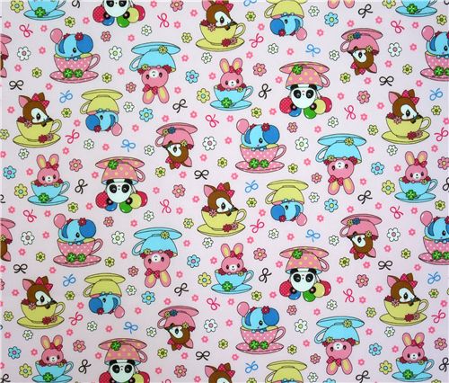 cute pink deer panda bunny elephant Kokka fabric 2