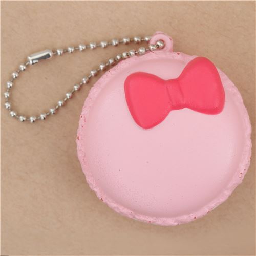 cute pink macaron with hot pink bow squishy charm kawaii - modes4u