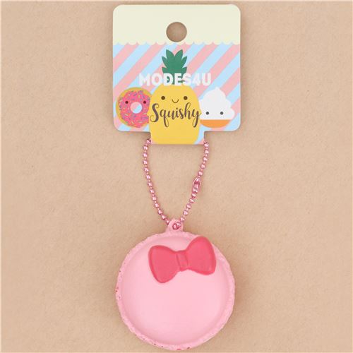 cute pink macaron with hot pink bow squishy charm kawaii 2