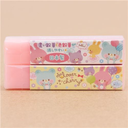 cute pink rabbit cat bear dot eraser from Japan Animal Eraser