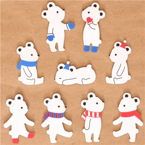 cute polar bear winter sponge sticker sack flake stickers - Sticker ...