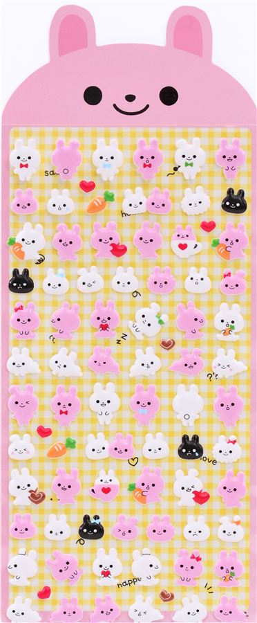 cute rabbit animal carrot mini puffy 3d sponge stickers