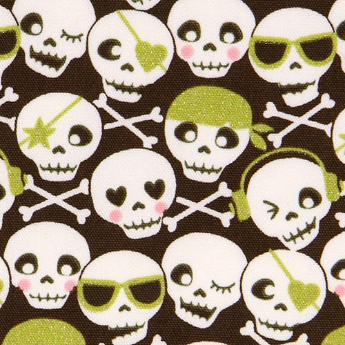 Cute Skull With Green Glitter Kokka Fabric Japan Fabric By Kokka - Modes4u