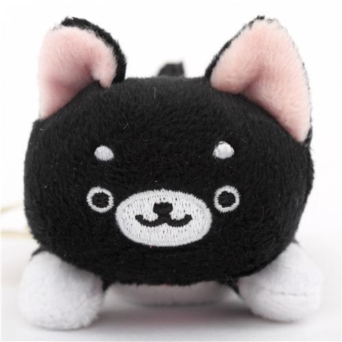 cute small black Iiwaken Kurosuke dog plush toy with collar - modeS4u