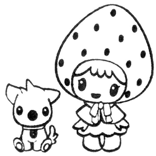 cute strawberry girl with dog stamp modeS4u