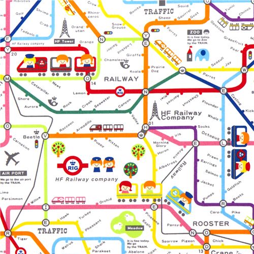cute subway map children fabric by Kokka Japan 1