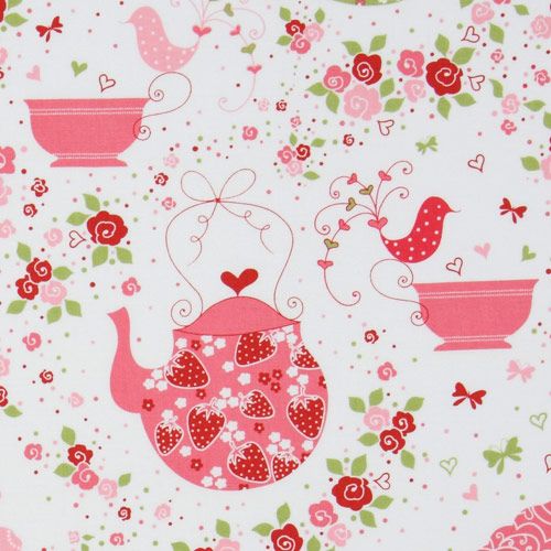 cute white Michael Miller fabric Strawberry Tea Party 2