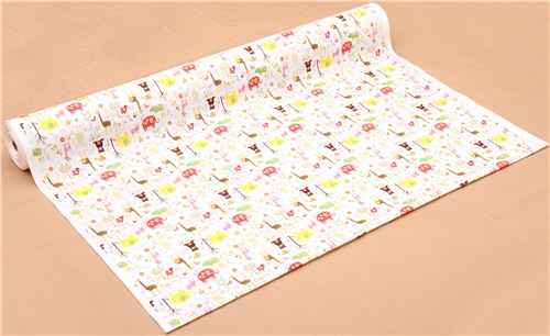 cute white animals in the forest Kokka animal fabric Japan 3
