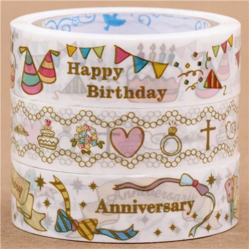 Susses Weisses Geburtstag Hochzeit Kuchen Papier Klebeband Set Modes4u