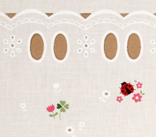 cute white curtain fabric ladybird cloverleaves 4