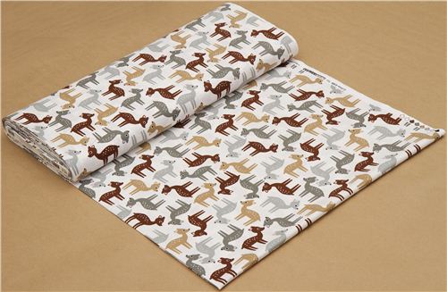 cute white deer fabric grey-brown par Robert Kaufman USA 3