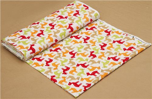 cute white deer fabric red-green Realizzato da Robert Kaufman USA 3