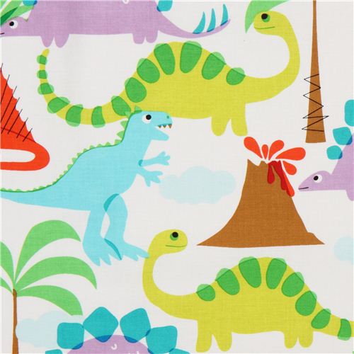 cute white dinosaur fabric for boys Michael Miller - Fabric for Boys ...