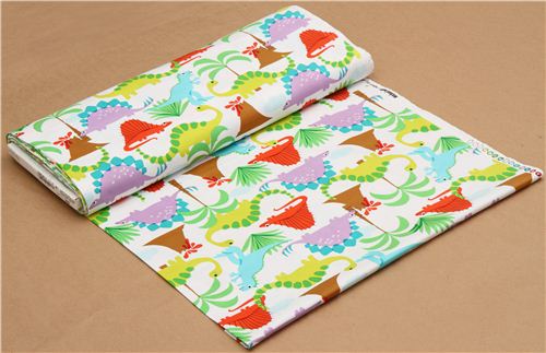 cute white dinosaur fabric for boys Michael Miller 3