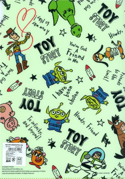 cute white lime green Toy Story 5-pocket A4 file folder - modeS4u